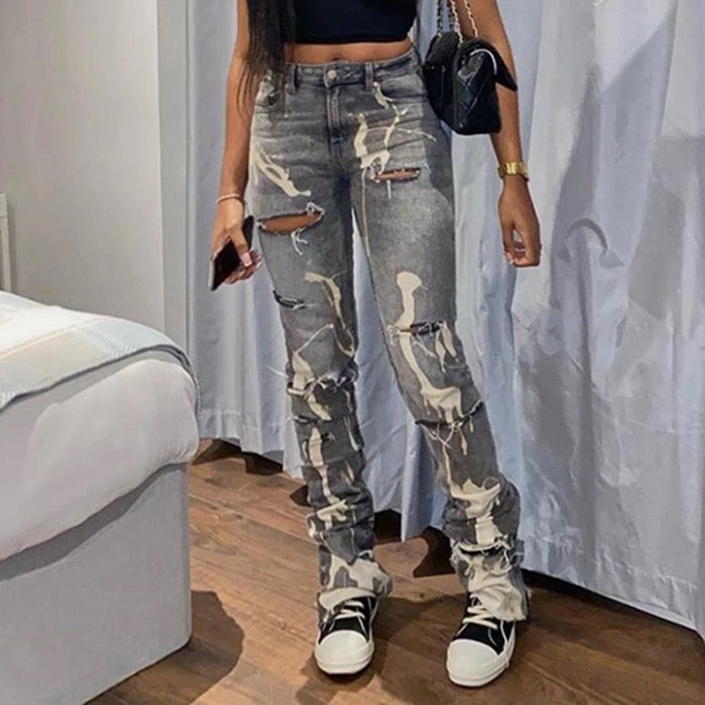 Paint Splash Ripped Jeans (L)